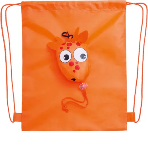 Kissa Foldable Drawstring Bag Orange Open